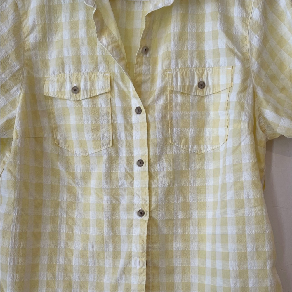 Eddie Bauer Yellow Plaid Button Down Shirt